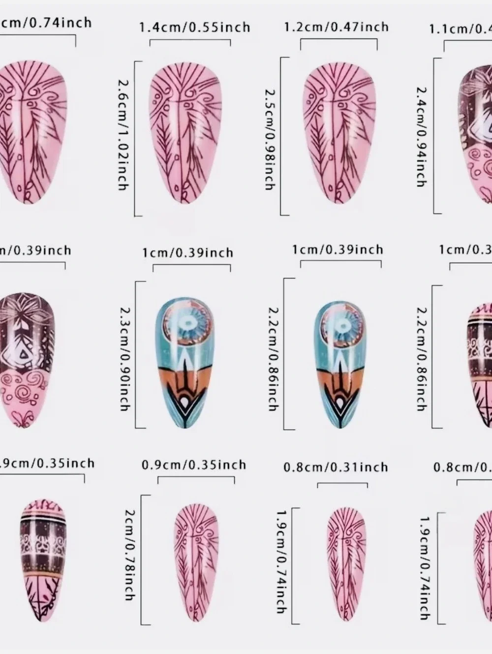 New -Super Cool -24Pcs Reusable Press-On-Nails w/Dreamcatcher Design
